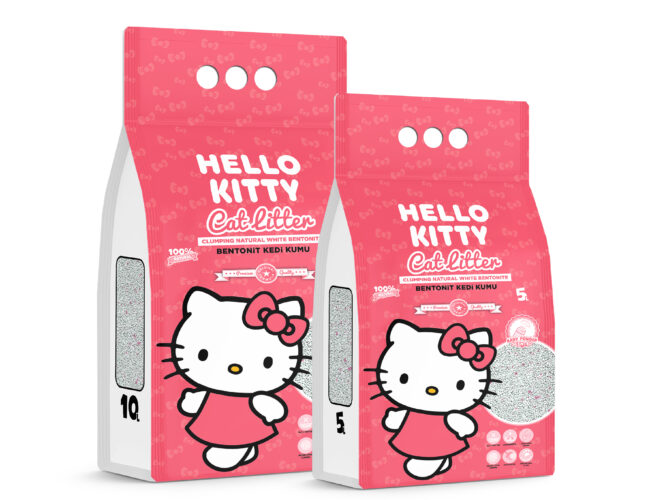 Hello Kitty Baby Powder (Pó Talco) 5l Hello Kitty Baby Powder (Pó de Talco) – Areia para gatos em bentonite branca natural de 5L