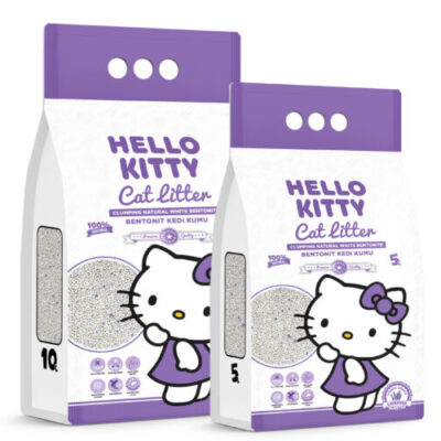 Hello Kitty Lavanda– Areia para gatos em bentonite branca natural de 5L