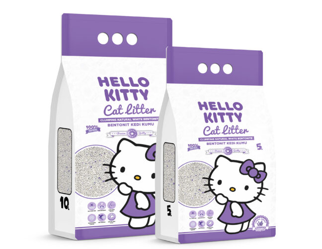 Hello Kitty Lavanda Hello Kitty Lavanda– Areia para gatos em bentonite branca natural de 5L