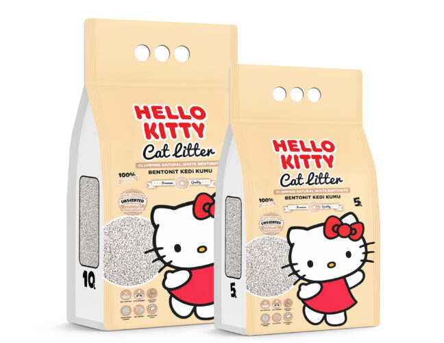 Hello Kitty Baby Powder (Pó de Talco) Embalagem de areia para gatos Hello Kitty Pó de Talco em bentonite branca natural