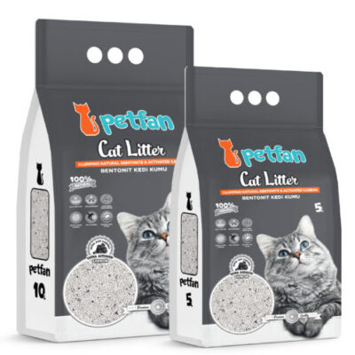 Petfan Carvão Ativado 10L – Areia aglomerante premium com bentonite natural para gatos.